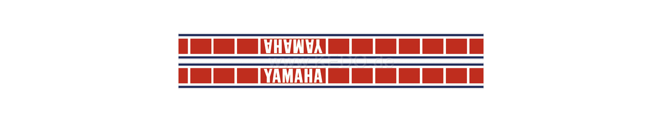 Kedo Vintage Race Fuel Tank Decal, Complete (RH / LH) Red / Blue on white background, size approx. 685x60mm, Design YZ '70s-Style | 92405