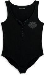 Harley-Davidson Women'S Iron Bond Henley Bodysuit, Black Beauty | 96214-23VW