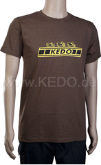 Kedo T-Shirt 'KEDO', size S, cotton brown with yellow print (180g / m² cotton), 100% | 70013S-BG