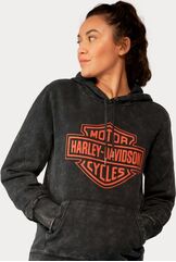 Harley-Davidson Women'S Custom Vintage Wash Pullover Hoodie, Black Beauty | 96181-23VW
