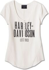 Harley-Davidson Women'S Cali Henley Knit Top, Cloud Dancer | 96132-24VW