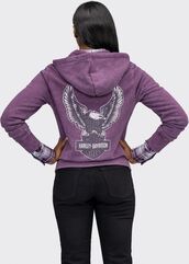 Harley-Davidson Women'S Eagle Graphic Vintage Wash Zip Front Hoodie, Hortensia | 96118-22VW