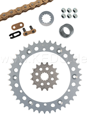 Kedo SR500 "Racing Chain Kit", complete with 16T Front Sprocket 42T Alu Rear Sprocket, DID Racing Chain 520ERT3 / 102 Left + Clip Joint and Small Parts | 91165