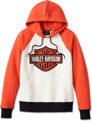 Harley-Davidson Custom Colorblock Bar & Shield Pullover Hoodie For Women, Block Design/Vintage Orange | 99009-23VW