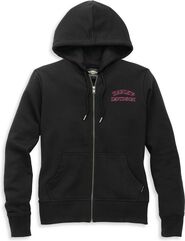 Harley-Davidson Willie G Skull Zip Front Hoodie With Rhinestones For Women, Black | 96256-22VW