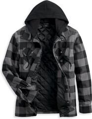 Harley-Davidson Men'S Onwards Hooded Shirt / Jacket, Black Plaid | 96356-23VM