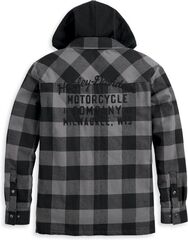Harley-Davidson Men'S Onwards Hooded Shirt / Jacket, Black Plaid | 96356-23VM