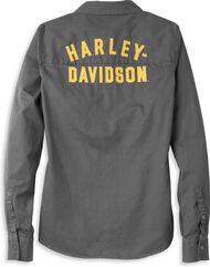 Harley-Davidson Bar & Shield Solid Soft Twill Shirt For Women, Blackened Pearl | 96121-22VW