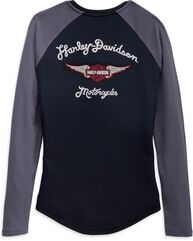 Harley-Davidson Henley-Knit, Colorblock-Design-Black Beauty | 96448-23VW