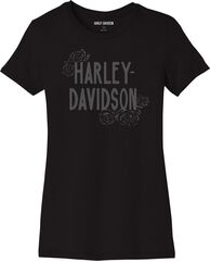 Harley-Davidson Women'S Forever Roses Tee, Black Beauty | 96439-23VW