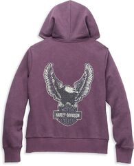 Harley-Davidson Women'S Eagle Graphic Vintage Wash Zip Front Hoodie, Hortensia | 96118-22VW