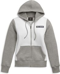 Harley-Davidson Women'S Bar & Shield Colorblock Zip Front Hoodie, Bright White | 96386-21VW
