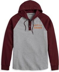 Harley-Davidson Henley-Knit, Colorblock-Design-Grey Heather | 96326-23VM