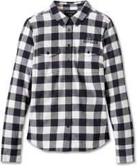 Harley-Davidson Women'S Rustic Long Sleeve Flannel Shirt, Yarn Dyed Plaid-Black Beauty | 96158-24VW