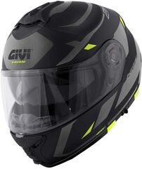 GIVI / ジビ Flip-up helmet X.21 EVO NUMBER Matte Black/Titanium/Yellow, Size 58/M | HX21RNBBY58