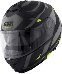 GIVI / ジビ Flip-up helmet X.21 EVO NUMBER Matte Black/Titanium/Yellow, Size 60/L | HX21RNBBY60
