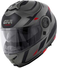 GIVI / ジビ Flip-up helmet X.21 EVO NUMBER Matt Titanium/Black/Red, Size 54/XS | HX21RNBTR54