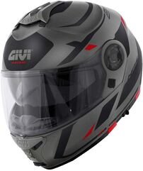 GIVI / ジビ Flip-up helmet X.21 EVO NUMBER Matt Titanium/Black/Red, Size 56/S | HX21RNBTR56