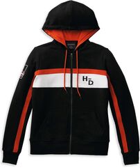 Harley-Davidson Women'S Rally Stripe Zip Front Hoodie, Colorblock-Design-Black Beauty | 99094-22VW