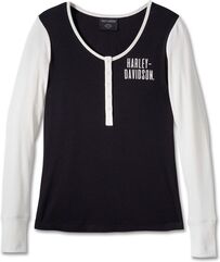 Harley-Davidson Henley-Knit, Colorblock-Design-Black Beauty | 96140-24VW