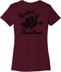 Harley-Davidson Women'S Forever Roses Back Print Tee, Merlot | 96641-22VW