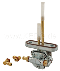 Kedo Fuel petcock without Low Pressure Terminal, ON / OFF / RES, Reversible Fuel Terminal (180 ° / 90 ° for 6mm Fuel Line) | 50047