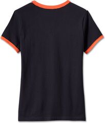 Harley-Davidson Women'S Iconic V-Neck Shoulder Stripe Tee, Black Beauty | 99012-23VW