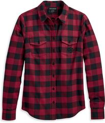 Harley-Davidson Women'S Retro Buffalo Plaid Shirt, Yarn Dyed Plaid-Tibetan Red | 96279-23VW