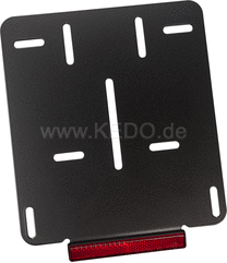Kedo License Plate Holder for Euro License Plate 18x20cm, 2mm aluminum black coated, including e-approved reflector | 50149