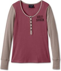 Harley-Davidson Women'S Bar & Shield Timeless Henley, Colorblock-Design-Crushed Berry | 96142-24VW