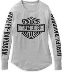 Harley-Davidson Women'S Authentic Bar & Shield Rib-Knit Top, Light Grey Heather | 99113-22VW