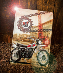 Kedo Retro Sheet Metal Sign '40 years XT500 ', size 20x30cm, embossed, 4 mounting holes, 4-fold stamped subject | 80162