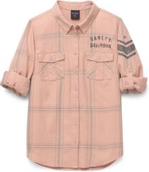 Harley-Davidson Salute Convertible Sleeve Shirt For Women, Dusty Pink | 96481-22VW