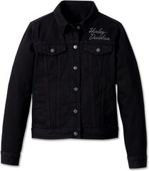 Harley-Davidson Women'S Essential Bar & Shield Denim Jacket, Black Denim | 99041-23VW