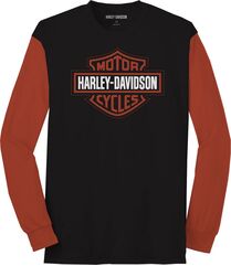 Harley-Davidson Men'S B&S Colorblock Longsleeve, Black Beauty with Asphalt | 99067-22VM