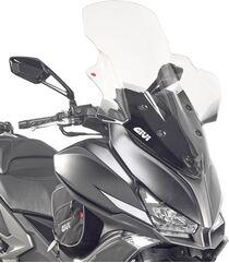GIVI / ジビ Windscreen for Kymco Xciting 400, color Clear, dim. HxW 85 x 63 cm, 28 cm higher than oe, fits oe headlight fairing | D6104ST
