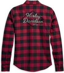 Harley-Davidson Women'S Retro Buffalo Plaid Shirt, Yarn Dyed Plaid-Tibetan Red | 96279-23VW