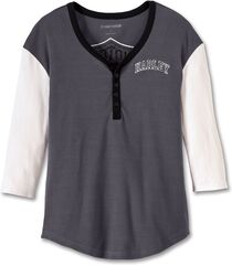 Harley-Davidson Henley-Knit, Colorblock-Design-Blackened Pearl | 97479-23VW