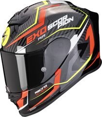 スコーピオン フルフェイスヘルメット Exo R1 Evo Air Coup ブラック-レッド-ネオンイエロー | 110-442-259