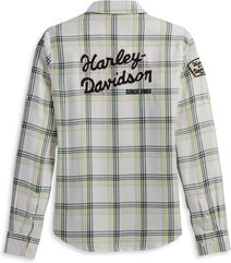Harley-Davidson Women'S Gas & Oil Convertible Sleeve Shirt, Yarn Dyed Plaid-Cloud Dancer | 96272-23VW