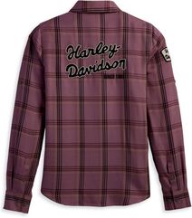 Harley-Davidson Women'S Gas & Oil Convertible Sleeve Shirt, Yarn Dyed Plaid-Dusky Orchid | 96273-23VW