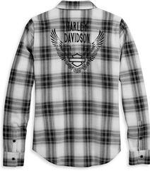 Harley-Davidson Women'S Retro Winged Flannel Shirt, Yarn Dyed Plaid-Black Beauty | 96478-23VW