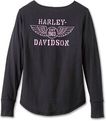 Harley-Davidson Women'S Hero Long Sleeve Knit Top, Black Beauty | 97487-23VW
