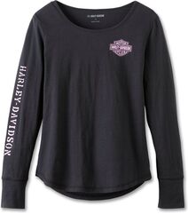 Harley-Davidson Women'S Hero Long Sleeve Knit Top, Black Beauty | 97487-23VW