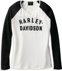 Harley-Davidson Women'S Hallmark Thermal Knit Top, Colorblock-Design-Cloud Dancer | 99104-22VW