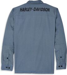 Harley-Davidson Block Font Solid Mechanics Shirt For Men, China Blue | 96069-22VM