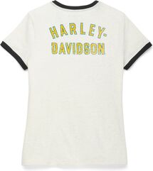 Harley-Davidson Racer Font Ringer Graphic Tee For Women, Coconut Heather | 96117-22VW