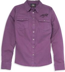 Harley-Davidson Women'S Script Font Solid Soft Twill Shirt, Hortensia | 96122-22VW