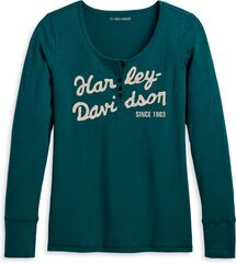 Harley-Davidson Henley-Knit, Deep Teal | 96243-23VW