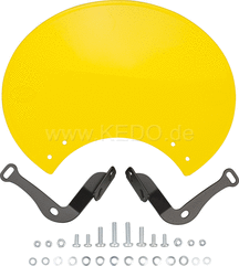 Kedo Number Plate 'Six Days', Preston Petty plastic yellow, ready to mount with black stainless steel brackets, for original headlight brackets, tilt +/-. | 60406G